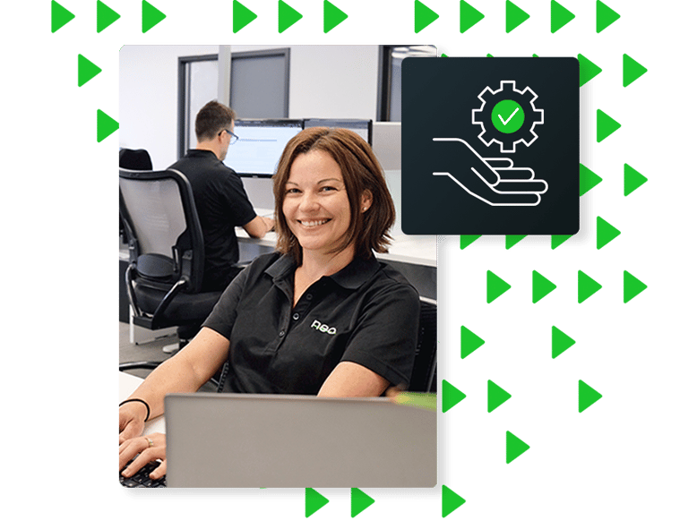 Neo technical support team member working at computer, representing Neo’s continuous assistance to solve carriers’ daily challenges.